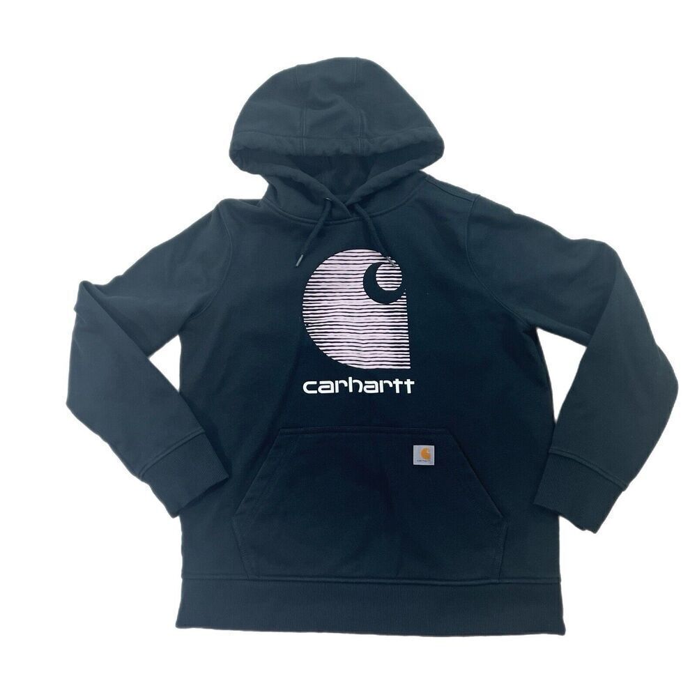 Carhartt Womens Relaxed Rain Defender Hoodie Sweatshirt Black Size Medium (8-10)